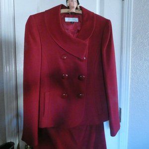 Tahari Arthur S. Levine Jacket Skirt Suit Size 10 Burgundy